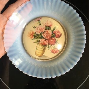 Small vintage Petalware dish with floral Center.